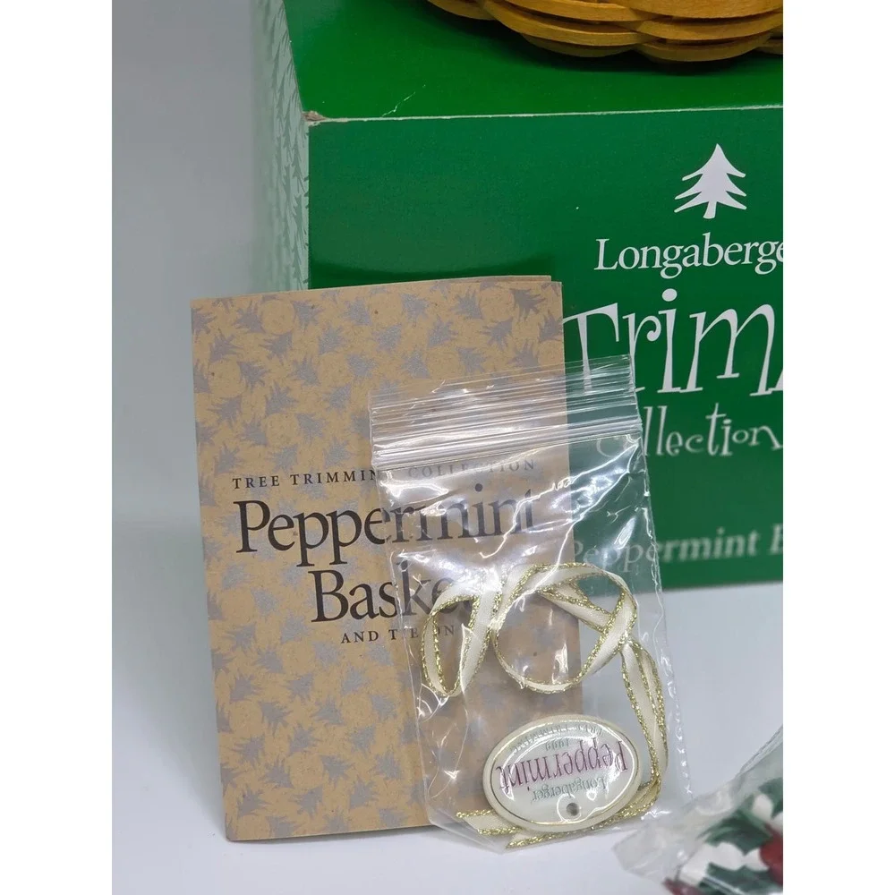 VTG Longaberger Peppermint Basket Yellow 1999 Tree Trimming Collection Holiday